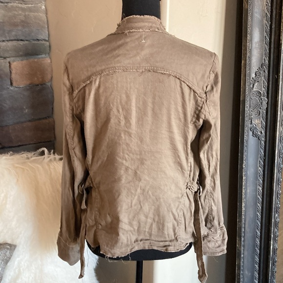 Free People Raw Femme Brown Linen Waterfall Jacket Cardigan - Picture 6 of 12
